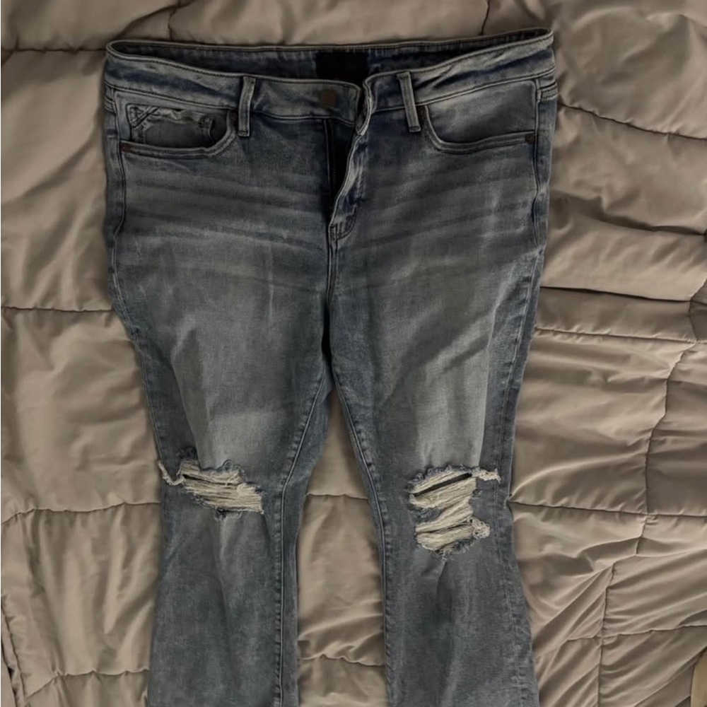 Buckle Women's Distressed Blue Boot Cut Jeans